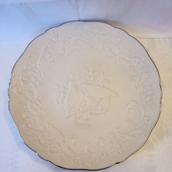 Lenox Other - Vintage Mint Lenox China Collectors Anniversary Plate w/Lovebirds & Silver Trim